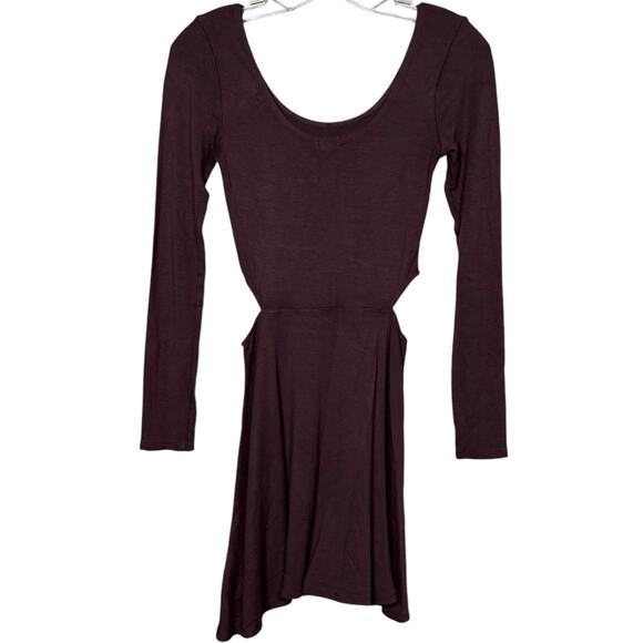 Garage Fit & Flare Mini Dress, Stretch, Long Sleeve Cut Out Purple Womens S - Picture 2 of 6